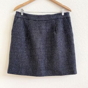 Ann Taylor Black Wool‎ Blend Textured Sparkle Straight Skirt Lined Size 10